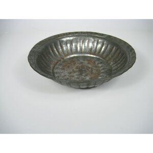 Antique Metal Hammered Dish Bowl Rustic Patina Aged Decor